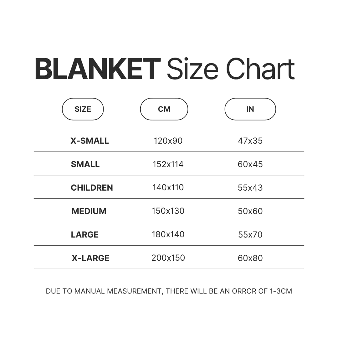 Blanket Size Chart - Bugsnax Shop